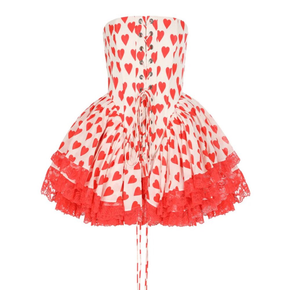 Selkie Red Heart Print Corset Top